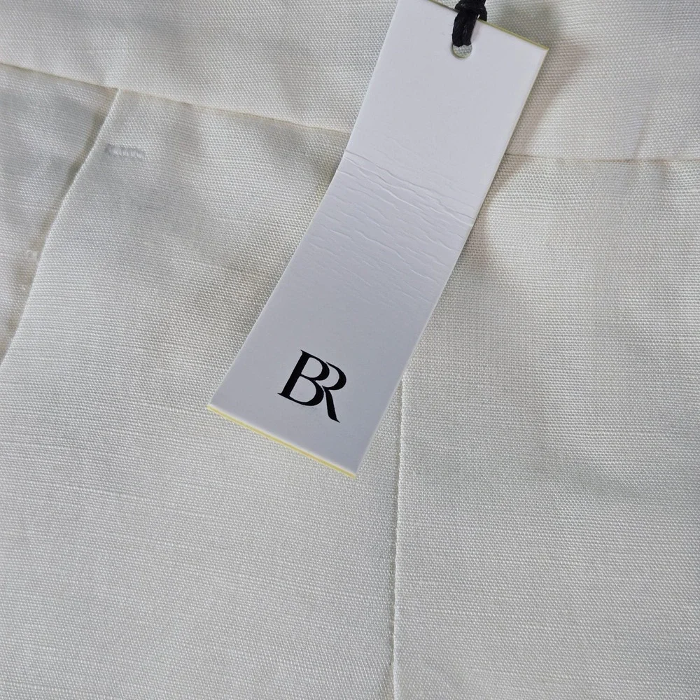 Banana Republic Pants Womens 6 Petite White Wide-Leg Twill‎ Pleated Lined